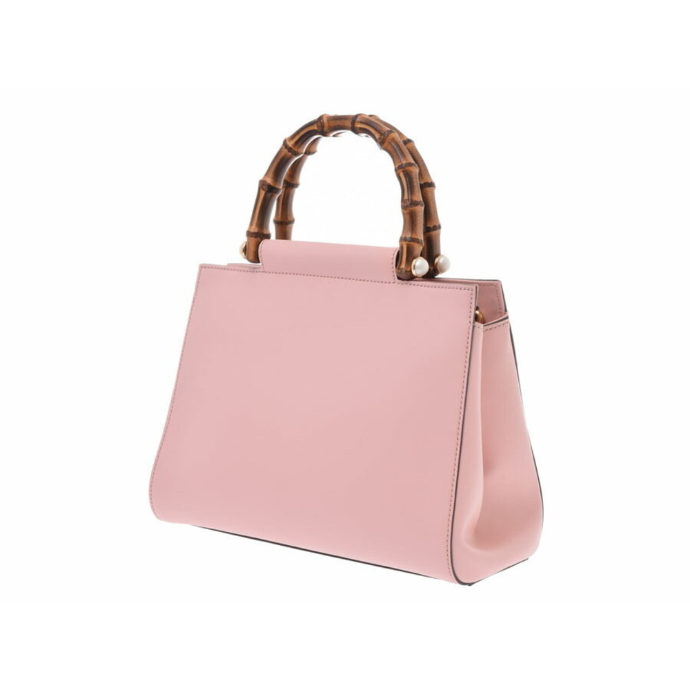 Gucci Strap Pink Fair Handbag Nim Bamboo Leather